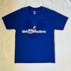Walt Disney World Parks Royal Blue Crewneck Short Sleeve T-Shirt Tee Size Med